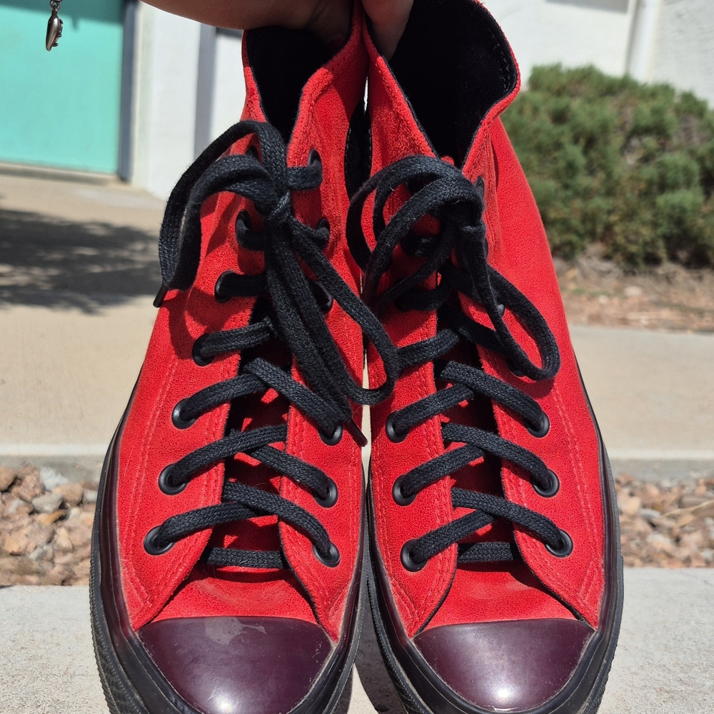Converse Red and Black High-Top Sneakers